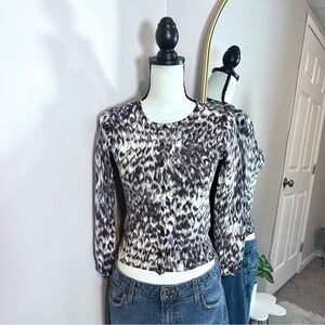 J.Crew Leopard Print Wool Cardigan Sweater